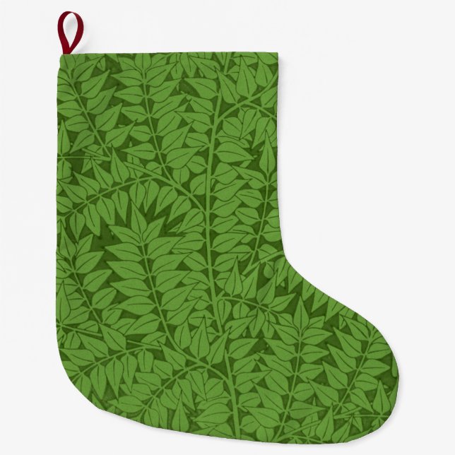 Grön grenmönster (Jungle Art) (William Morris) Stor Julstrumpa (Framsidan)