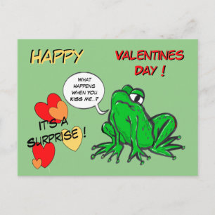 Grön groda Alla hjärtans dag postkort Vykort