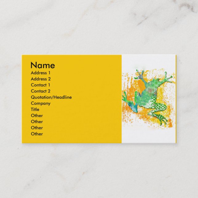 Grön grodabanhoppning visitkort (Framsida)