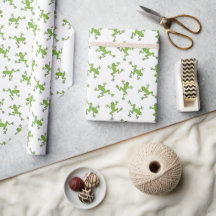 Grön grodinpackningspapper, presentpapper med damm