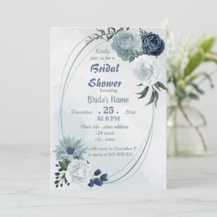 grön grön möhippa för vit blå blommigt inbjudningar