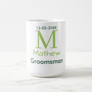 grön groomsman namn bokstav datum manlig pastell kaffemugg