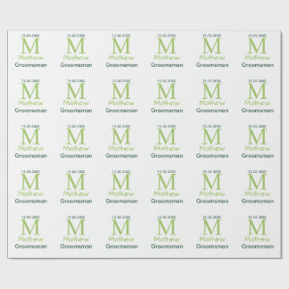 grön groomsman namn bokstav datum manlig pastell presentpapper