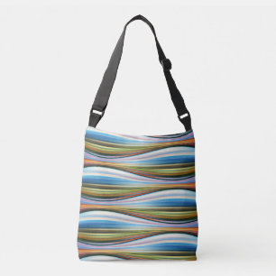 grön gul blå orange vågor mönster på totebag axelväska