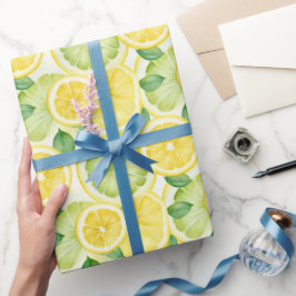 Grön Gul Citron Vattenfärg Presentpapper