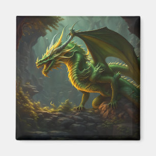Grön & Gul Drake Magnet