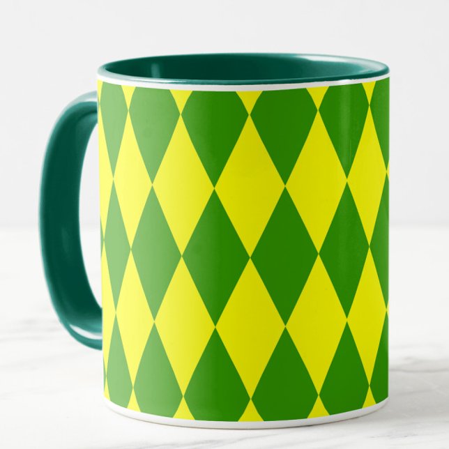 Grön Gul Harlekin Rutig Design  Mugg (Skapare uppladdad)