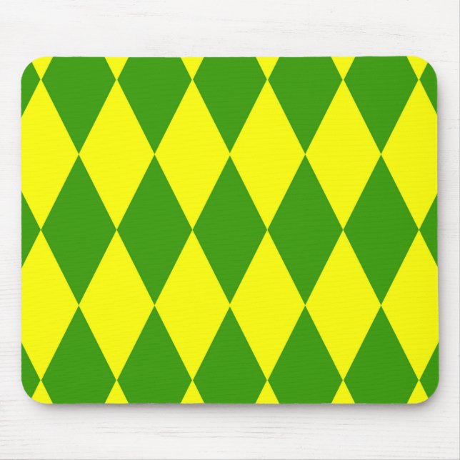 Grön Gul Harlekin Rutig Design  Musmatta (Framsidan)