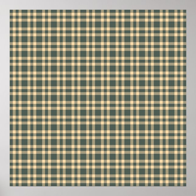 Grön Gul Karomottad Mönster Poster (Framsidan)