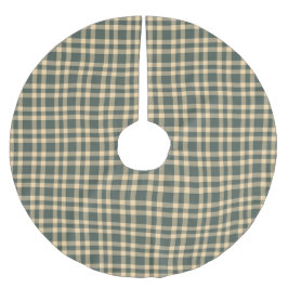 Grön Gul Karomuster Julgransmatta Borstad Polyester