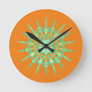 GRÖN GUL MANDALA RUND KLOCKA
