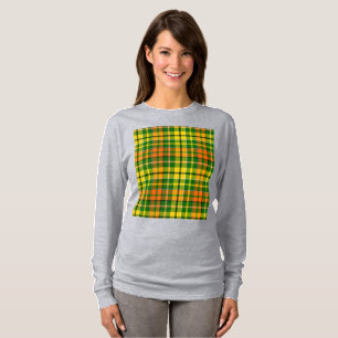 Grön Gul Orange Rutig Tartan Design T Shirt
