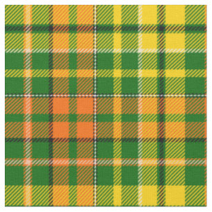 Grön Gul Orange Rutig Tartan Design Tyg