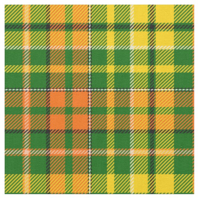 Grön Gul Orange Rutig Tartan Design  Tyg (Närbild)