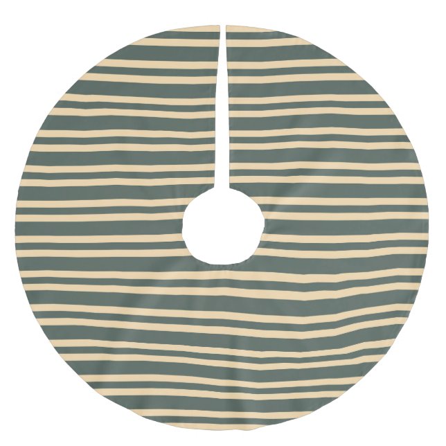 Grön Gul Randigt Mönster Julgransmatta Borstad Polyester (Framsidan)