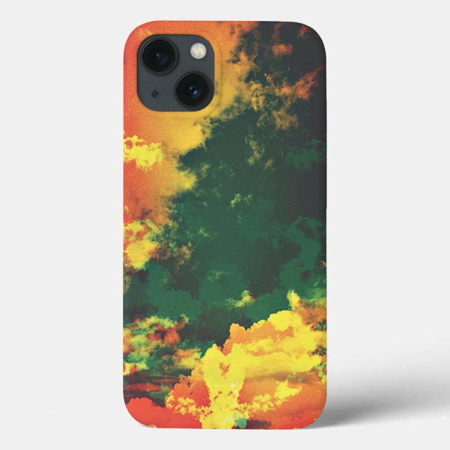 Grön gul röd moln abstrakt digital konst design (Baksida)