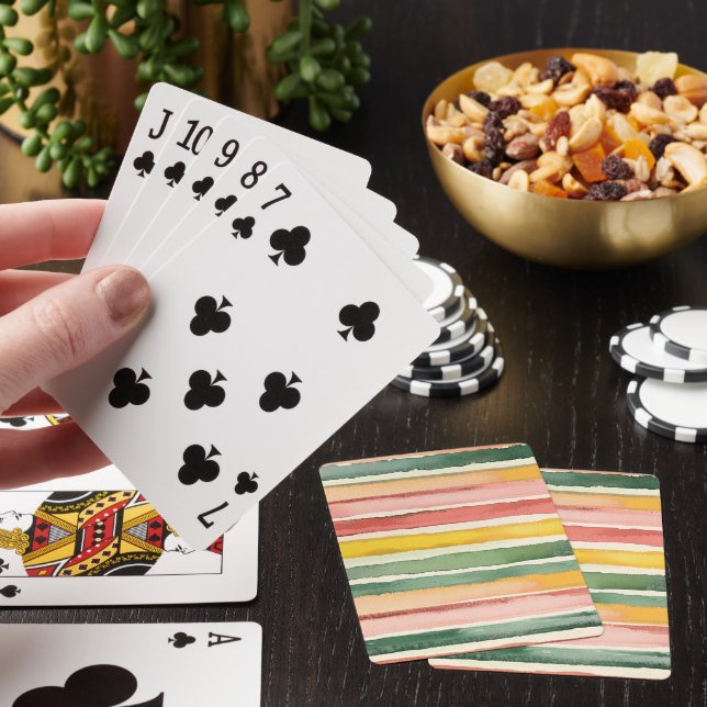 Grön Gul Röd Rosa Ränder Casinokort (På plats)