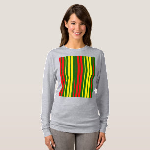 Grön Gul Röd Vertikal Randig Design T Shirt