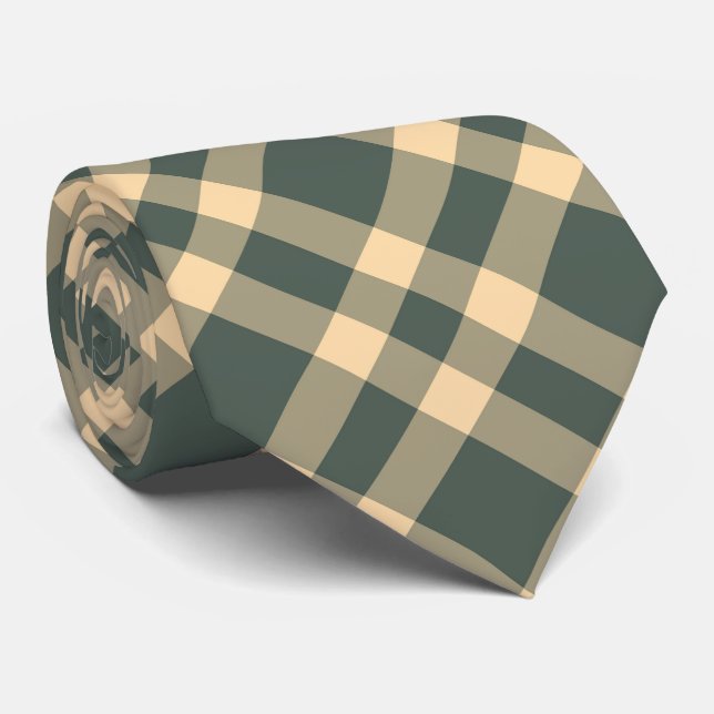 Grön gul rutig mönster slips (Rullad)