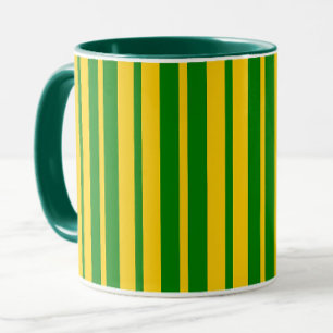 Grön Gul Stilig Randig Mönsterdesign Mugg