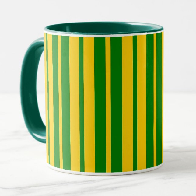 Grön Gul Stilig Randig Mönsterdesign  Mugg (Skapare uppladdad)