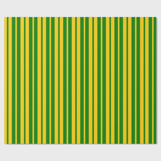 Grön Gul Stilig Randig Mönsterdesign  Presentpapper (Platt)
