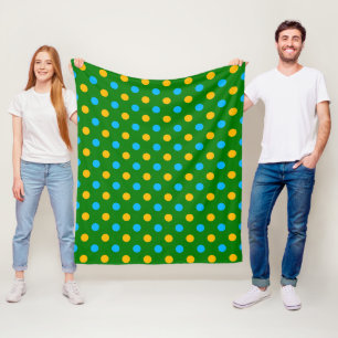 Grön Gul Svart Prickig Design Fleecefilt