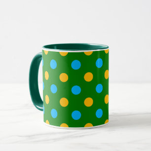 Grön Gul Svart Prickig Design  Mugg