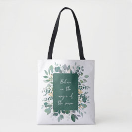 Grön Guld Akvarell Botanisk Säsongs Shopper Tygkasse