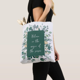 Grön Guld Akvarell Botanisk Säsongs Shopper Tygkasse