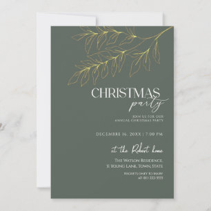 Grön & Guld Blad Julfest Inbjudningar