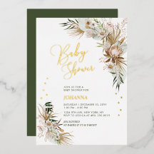 Grön & Guld Boho Botanisk Bebis Shower