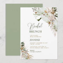 Grön & Guld Boho Botanisk Bröllopsbrunch Inbjudningar