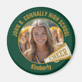 Grön Guld Cheerleader Foto Högstadiet Magnet