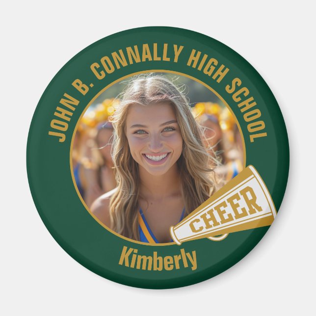 Grön Guld Cheerleader Foto Högstadiet Magnet (Framsidan)