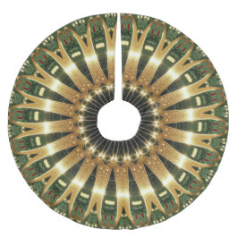 Grön guld dekorativ julgranströja julgransmatta borstad polyester