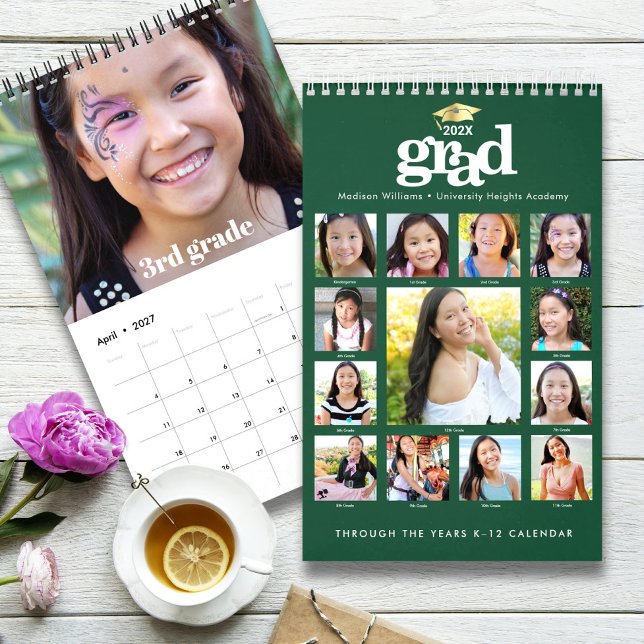Grön Guld Examen K–12 Fotokollage 15 Månader Kalender (Skapare uppladdad)