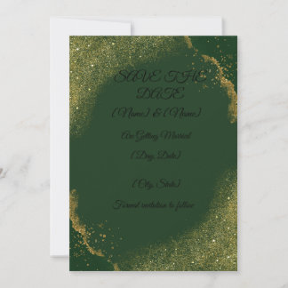 Grön & Guld Glitter Spara Datum-kort Datumet
