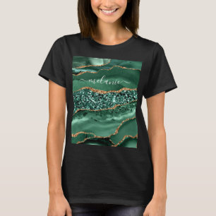 Grön Guld Glitter T-Shirt Personligt Namn