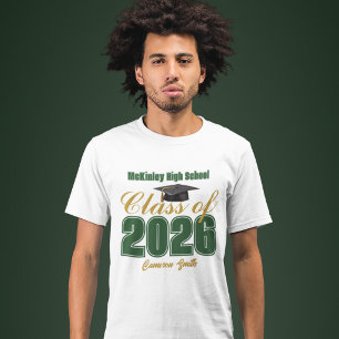 Grön Guld Klass 2026 Anpassad Examen T Shirt