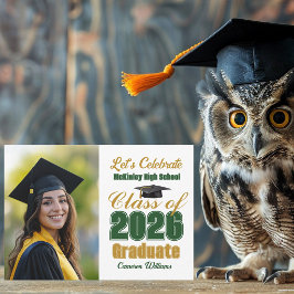 Grön Guld Klass 2026 Foto Examenfest Inbjudningar