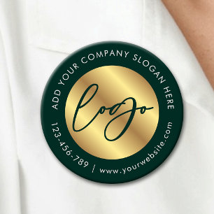 Grön & Guld Logotyp Företagsaffärsmarknadsföring Knapp