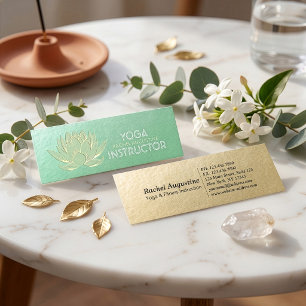 Grön Guld Lotus Yoga Meditation Reiki Instruktör Mini Visitkort