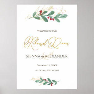 Grön Guld Lövverk Övningsmiddag Välkomstskylt Poster