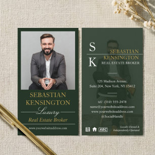 Grön Guld Lyx Fastighetsmäklare Professionell Visitkort