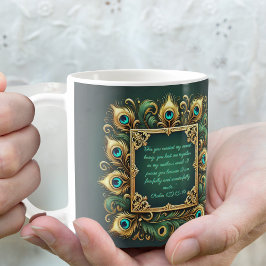 Grön Guld Påfågel Ram Anpassningsbar Kaffemugg