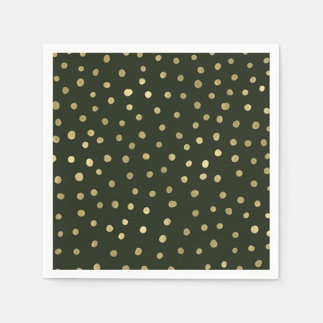 Grön & Guld Snö Julfest Firande Pappersservett (Framsidan)