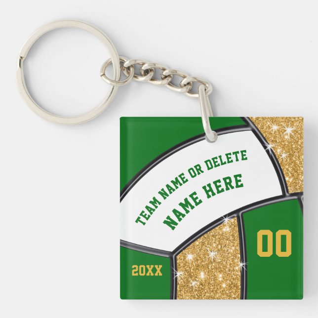 Grön guld- vitpersonligvolleyboll Keychains (Framsidan)