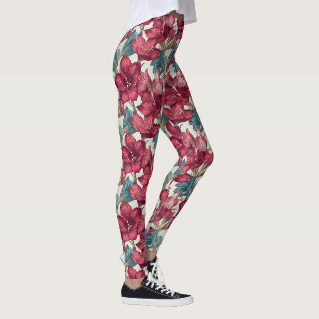 Grön gymkläder Amaryllis Glitter Presenter för ton Leggings (Höger)