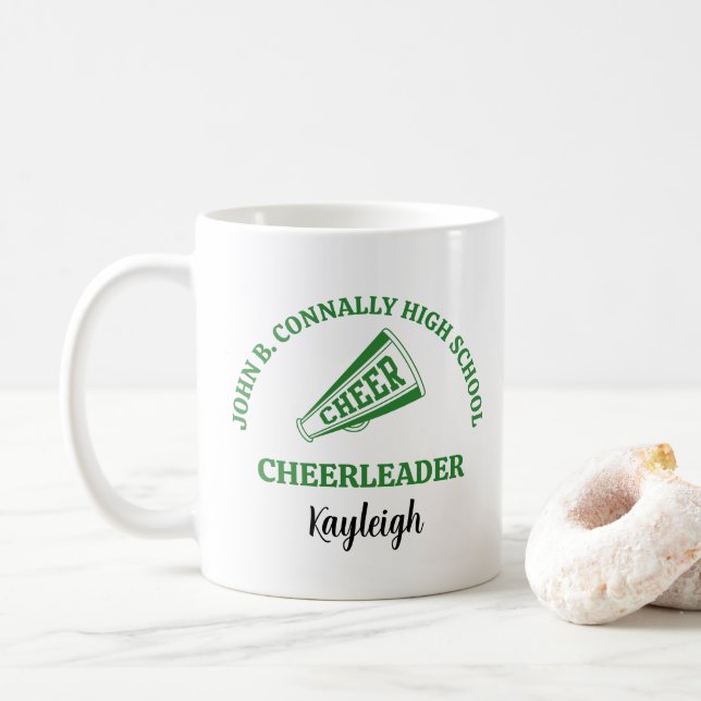 Grön gymnasieelev Cheerleader Personlig Kaffemugg (Med munk)